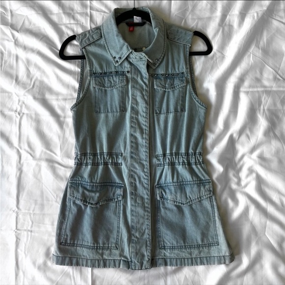 H&M Utility Denim Vest 4 NWOT - Picture 1 of 7